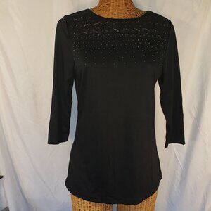 Ladies LIZ CLAIBORNE 3/4 Sleeve Lace Neck w/Beaded Bodice - M